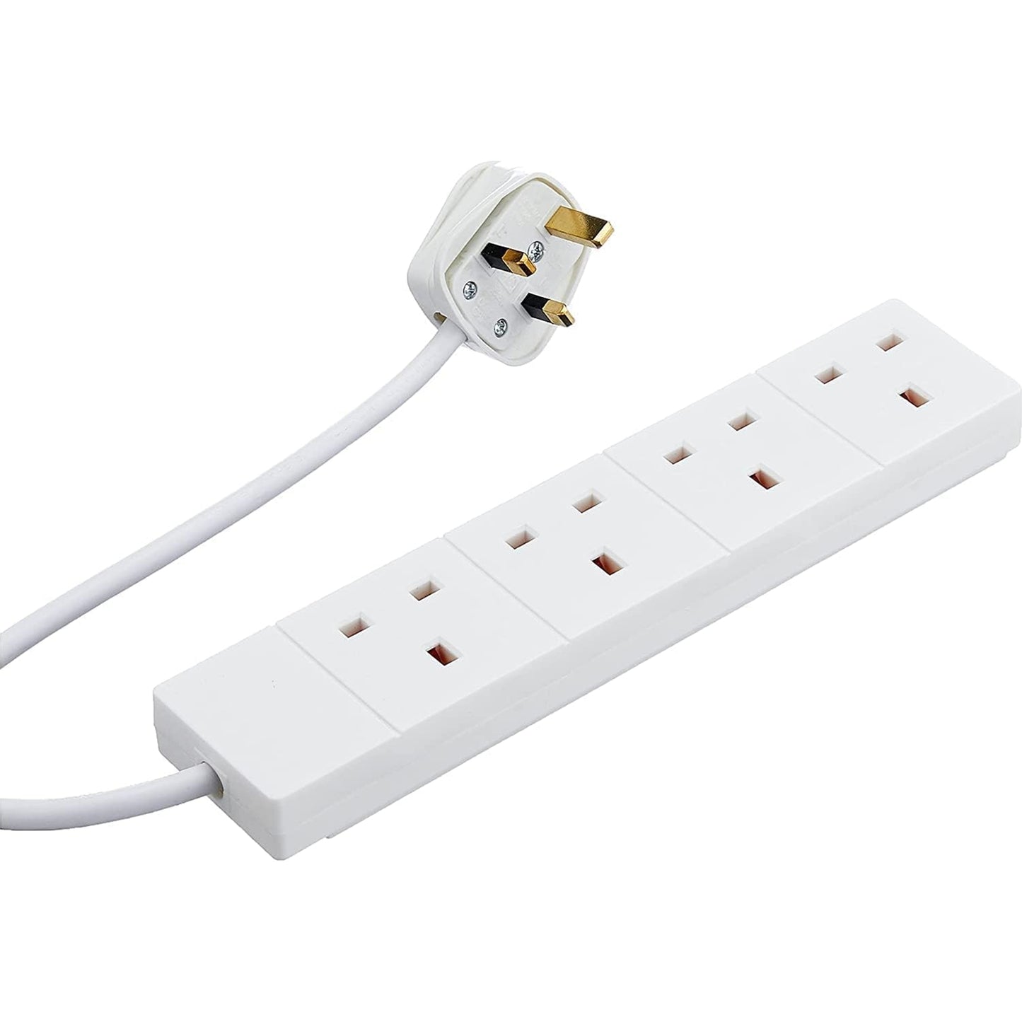 2m 4 Gang UK Mains Extension - White - PC Gear UK