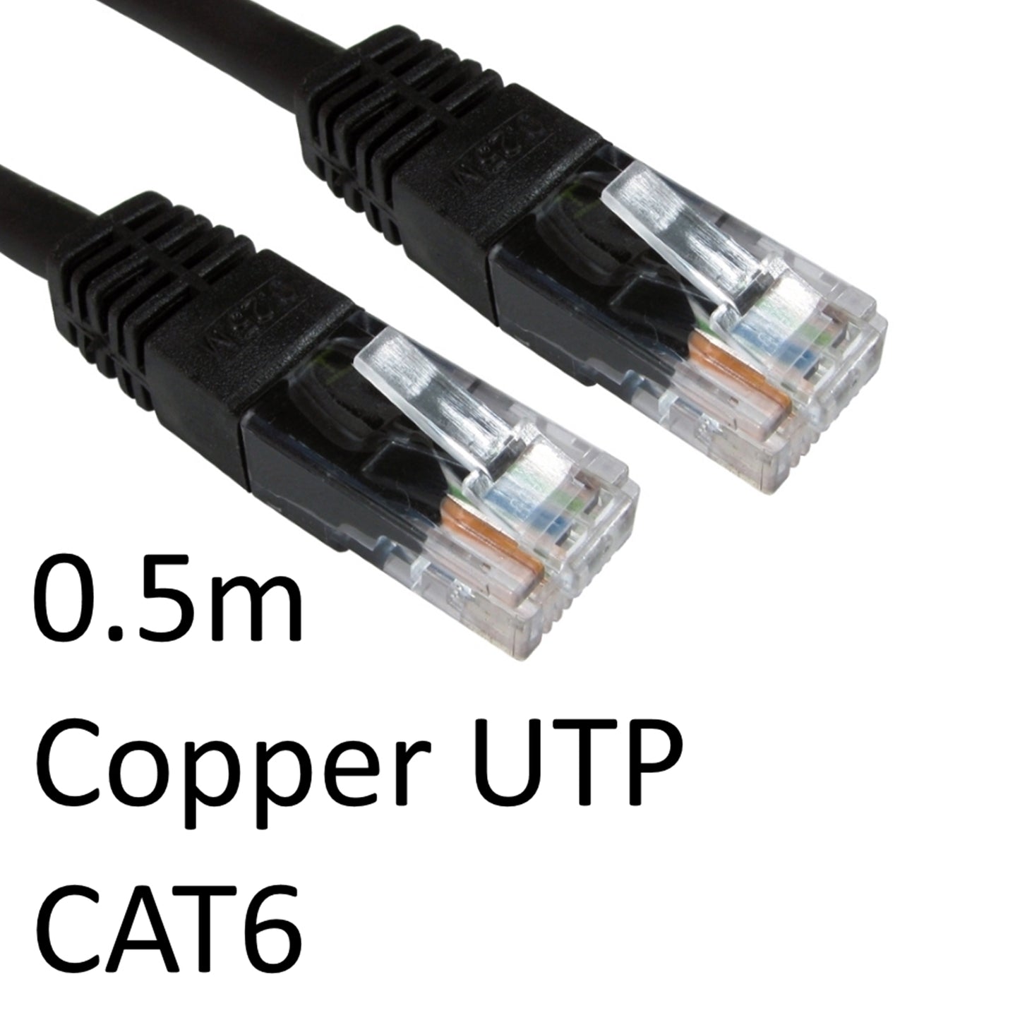 RJ45 (M) to RJ45 (M) CAT6 0.5m Black OEM Moulded Boot Copper UTP Network Cable - PC Gear UK