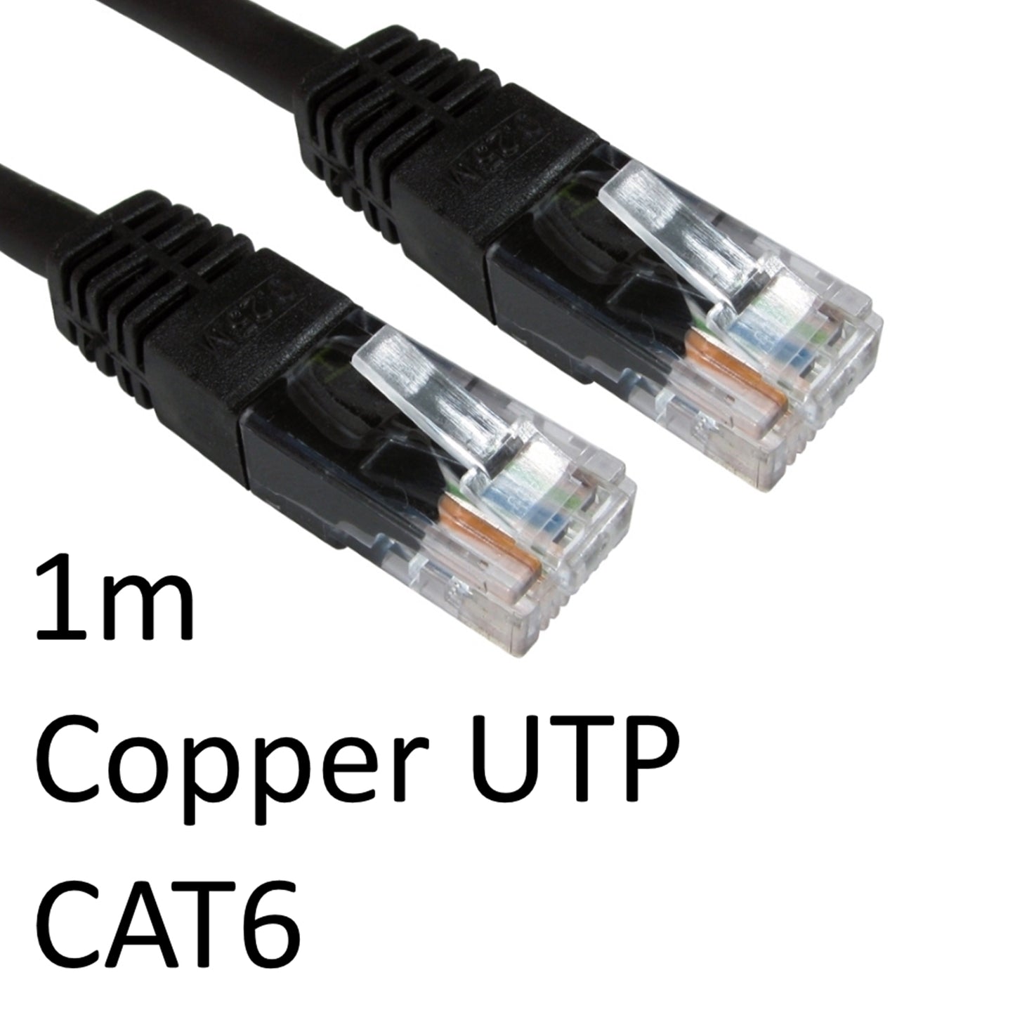 RJ45 (M) to RJ45 (M) CAT6 1m Black OEM Moulded Boot Copper UTP Network Cable - PC Gear UK