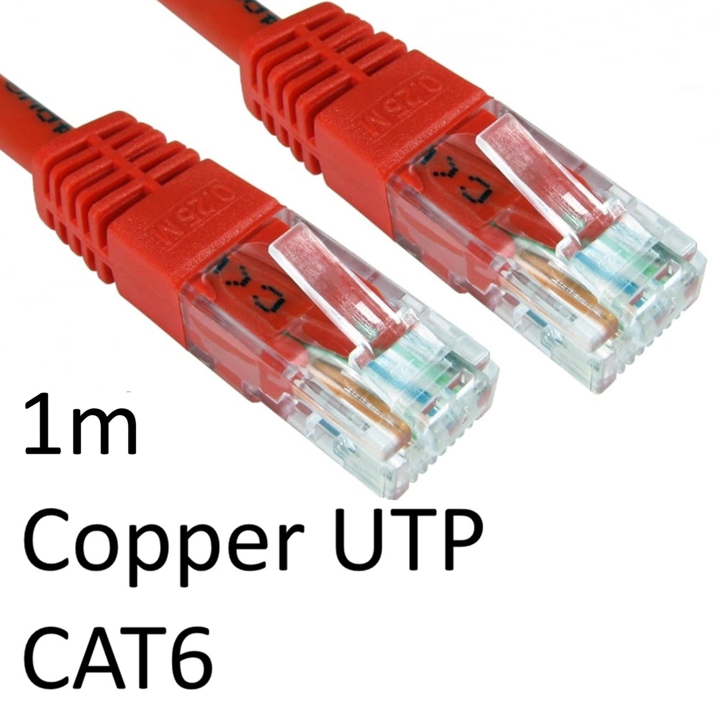 RJ45 (M) to RJ45 (M) CAT6 1m Red OEM Moulded Boot Copper UTP Network Cable - PC Gear UK