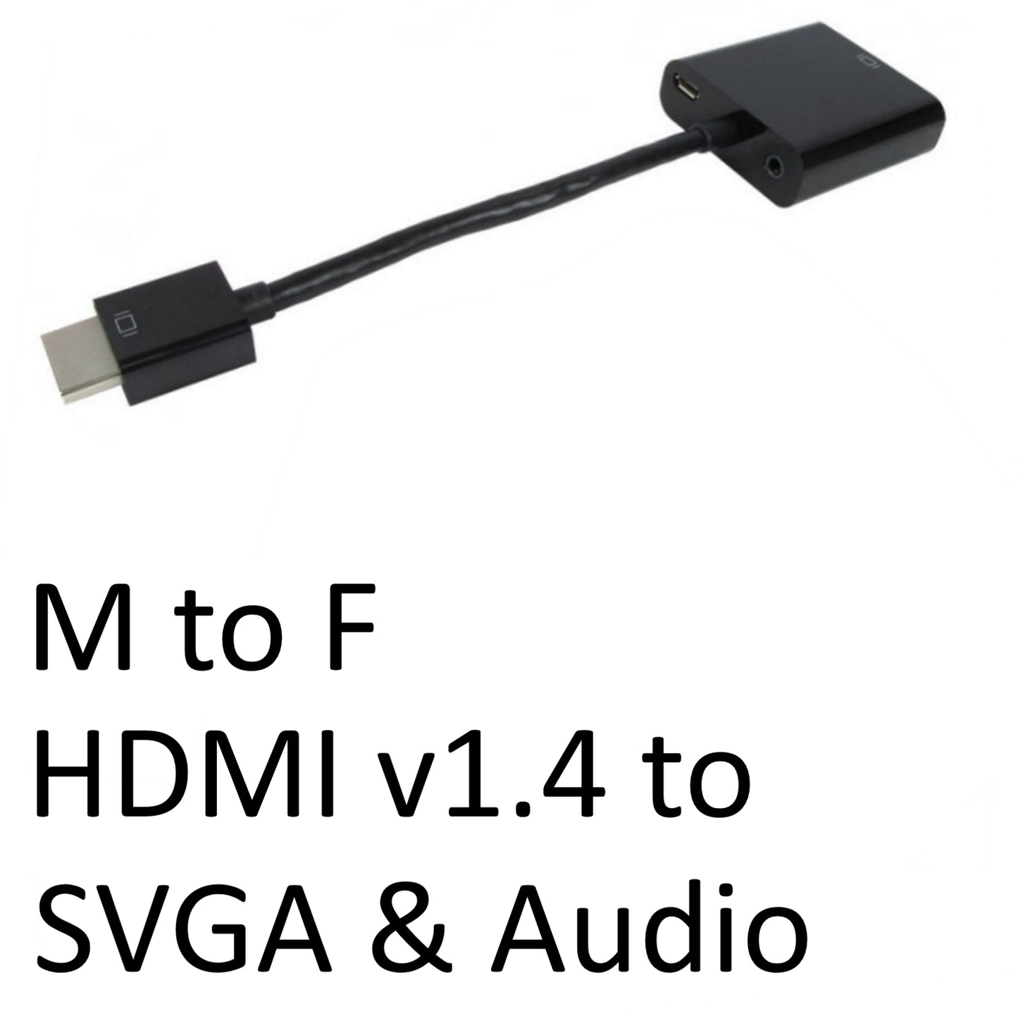 HDMI 1.4 (M) to SVGA & Audio (F) Black OEM Converter Adapter - PC Gear UK