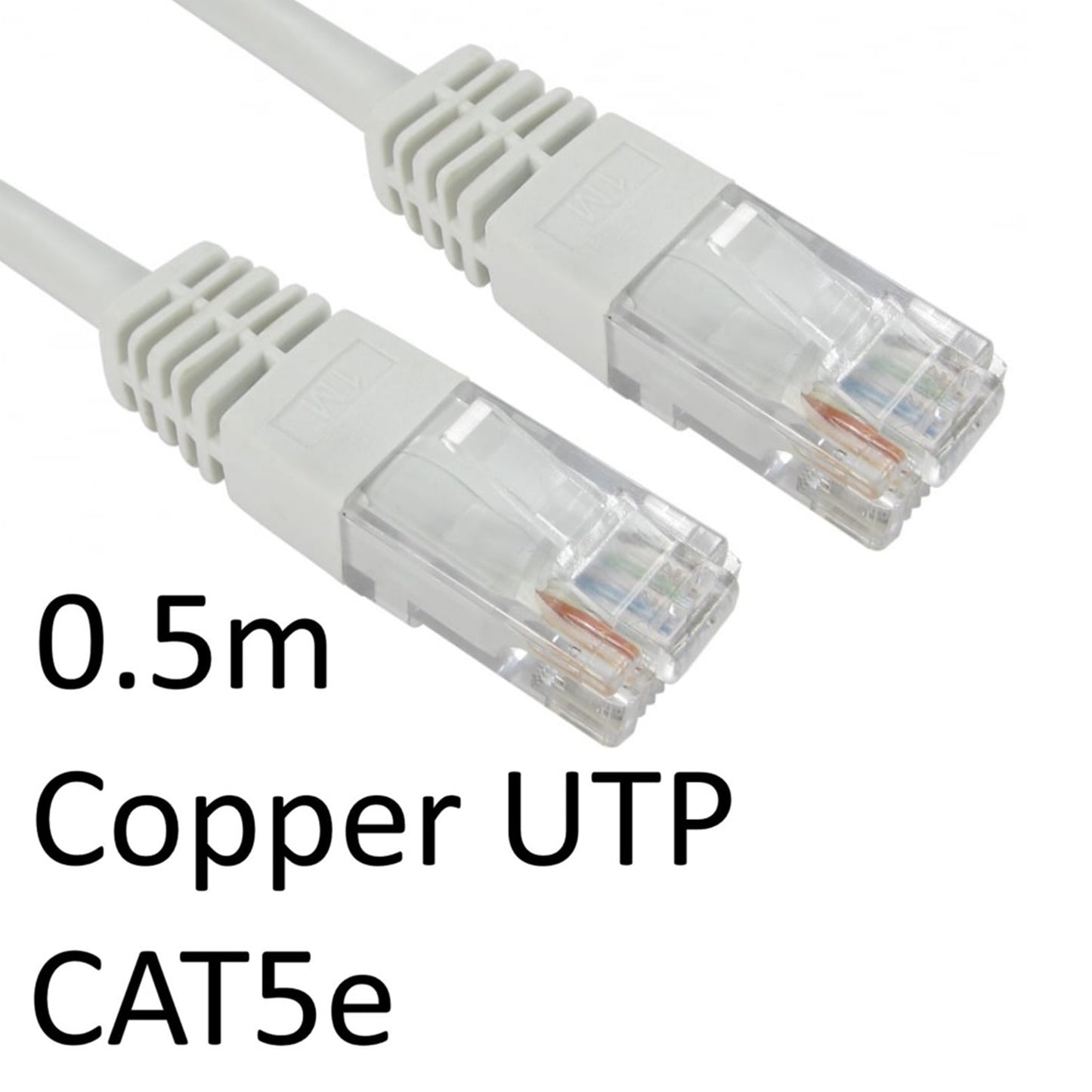 RJ45 (M) to RJ45 (M) CAT5e 0.5m White OEM Moulded Boot Copper UTP Network Cable - PC Gear UK
