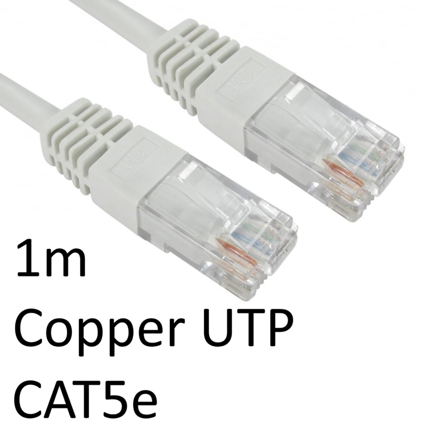 RJ45 (M) to RJ45 (M) CAT5e 1m White OEM Moulded Boot Copper UTP Network Cable - PC Gear UK
