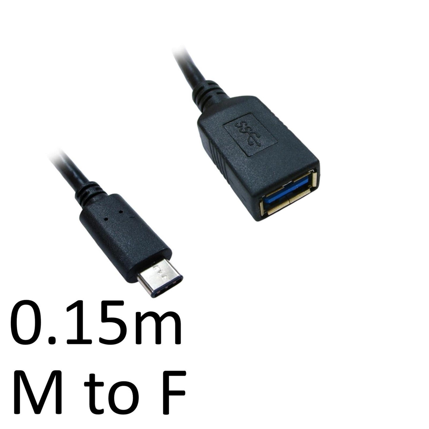 USB 3.0 A (F) to USB 3.1 C (M) 0.15m Black OEM Data Adapter - PC Gear UK