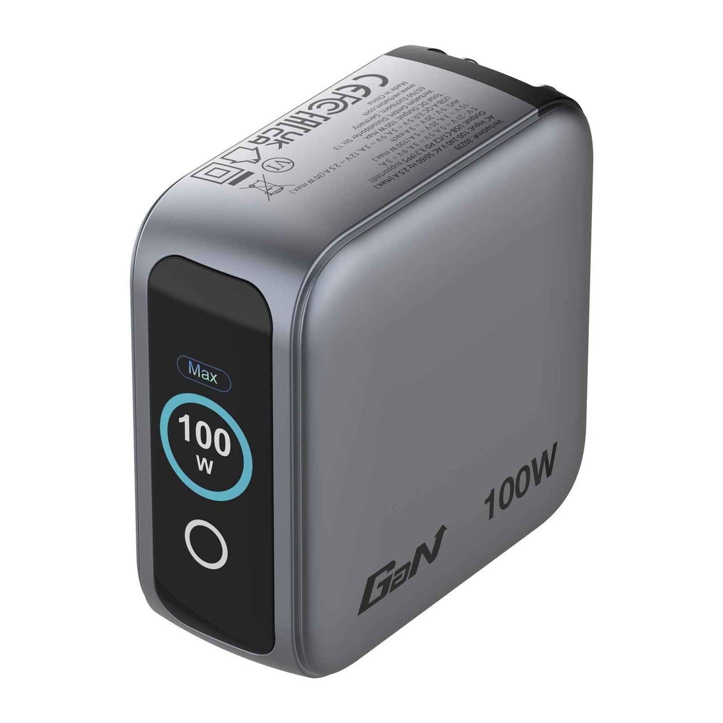 Verbatim (30239) Mini GaN Charger 100W With Display, 100W 3-Port + 100W USB-C to USB-C Cable