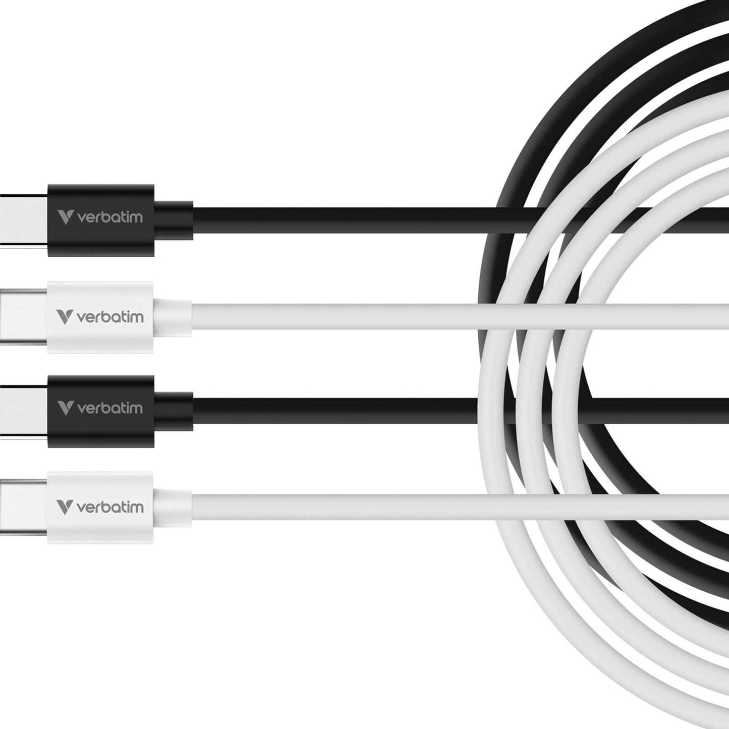 Verbatim (32391) Essentials Sync & Charge USB-C to C Cables (2 pack) Black & White, 1m, 60W PD, 480Mbps, USB Power Delivery 3.0 Supports Up To 60W Fast Charging