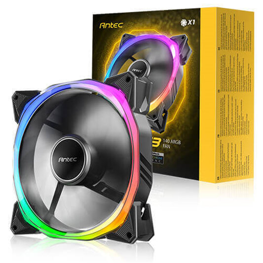 Antec Fusion T3 140mm ARGB PWM Case Fan - Hydraulic Bearing, 600-1500 RPM, Black - PC Gear UK