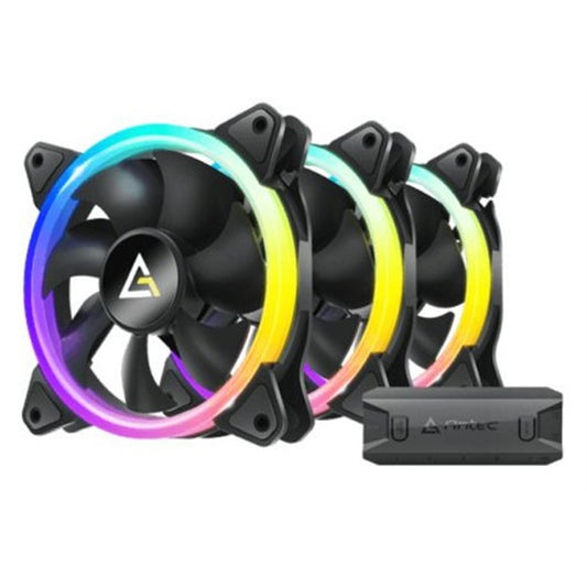 Antec Neon 120 ARGB PWM Case Fan, 3 Pack, Hydro Bearing, 800-1600 RPM, Black - PC Gear UK