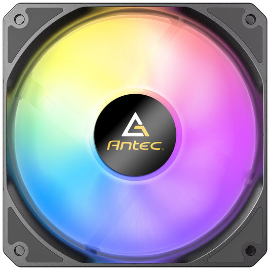Antec P12R ARGB Reverse PWM 120mm Fan - 4-Pin, Black, High-Airflow Cooling, 9-Blade Design with Anti-Vibration Pads - PC Gear UK