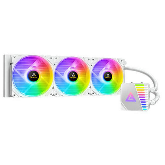 ANTEC Symphony 360 AiO Liquid CPU Cooler, Universal Socket, White, 360mm Radiator, PWM 1600RPM Cooling Fans, Addressable RGB LED Lighting with Chromatic ARGB Lighting Pump Head - PC Gear UK