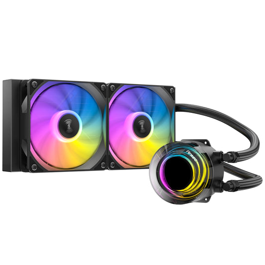 Antec Vortex Lum 240 ARGB CPU Liquid Cooler - Intel & AMD Compatible, 2 x 120mm ARGB Fans, Suspended Spiral Pump Head, Enhanced Cooling Performance - PC Gear UK