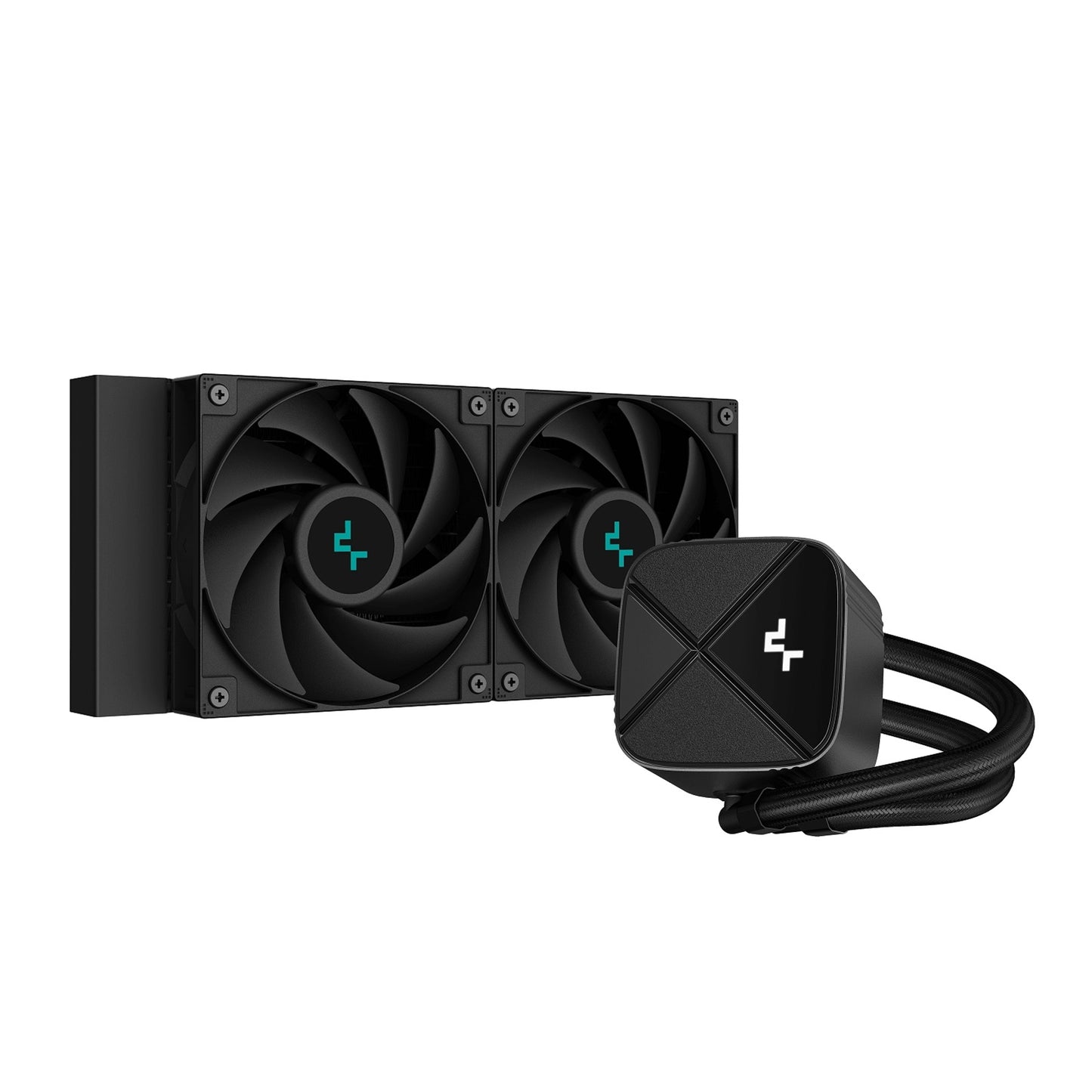 DeepCool LS520S Zero Dark All In One Liquid CPU Cooler, 240mm Radiator, 2 x 120mm Deepcool Fans, Intel/AMD - PC Gear UK