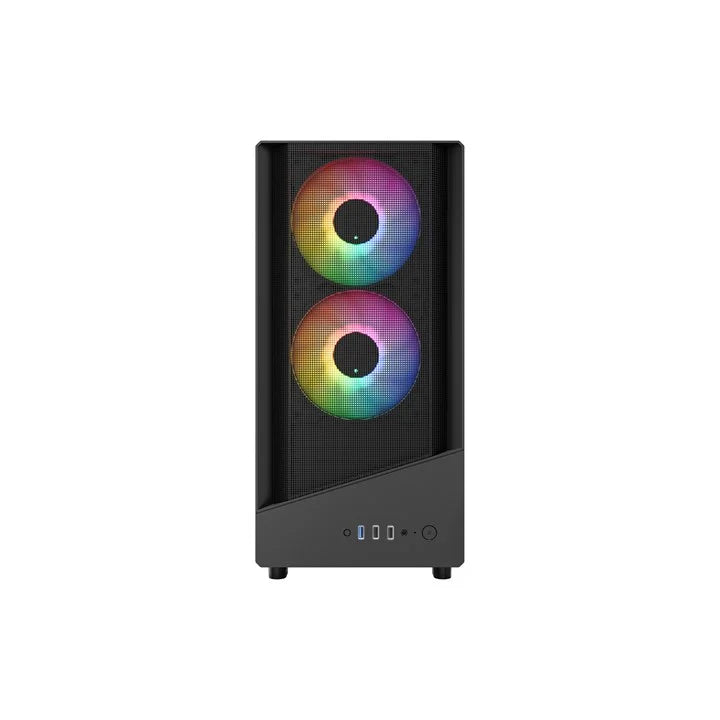 Vida Spire ATX Mid-Tower Gaming Case, Mesh Front, 3x ARGB Fans, Tempered Glass, Black