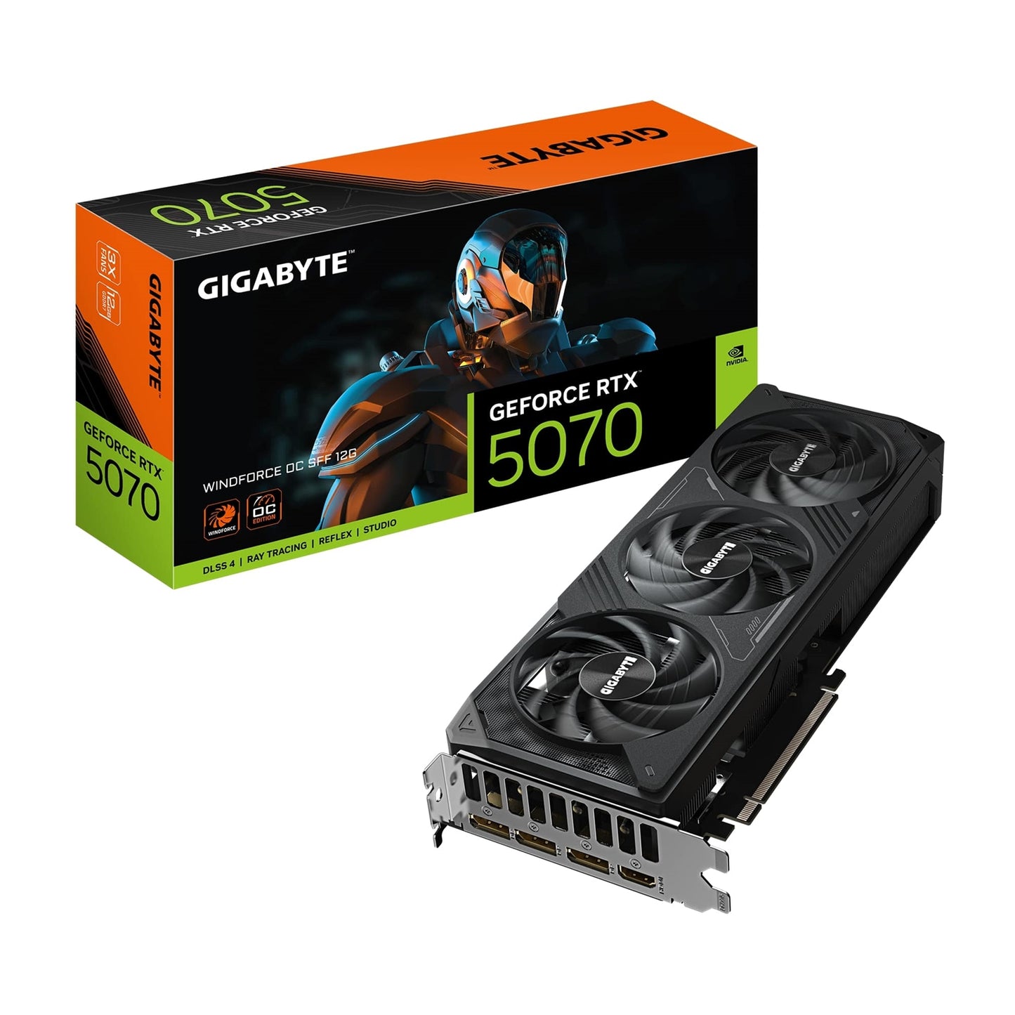 Gigabyte NVIDIA GeForce RTX 5070 WINDFORCE OC SFF 12GB GDDR7 Graphics Card, 6144 CUDA Cores, 2542 MHz Core Clock, Triple Fan, 2x DisplayPorts / 2x HDMI Ports - PC Gear UK