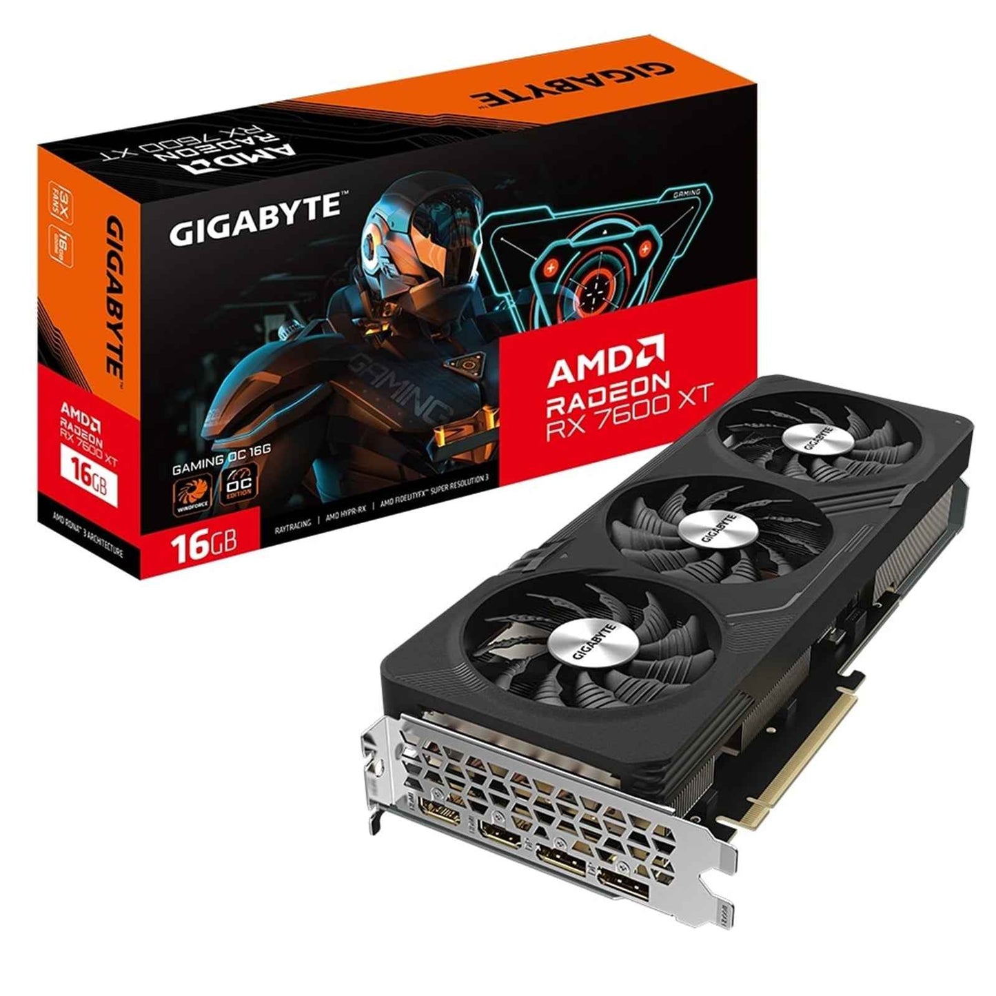 Gigabyte AMD Radeon RX 7600 XT GAMING OC 16GB GDDR6 Graphics Card, 2048 Streams, 2810 MHz Boost Clock, Triple Fan, RGB, 2x DisplayPorts / 2x HDMI Ports (Copy)