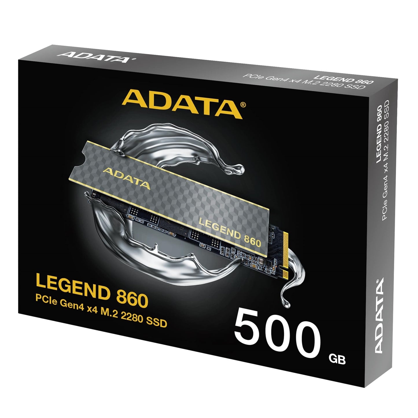Adata Legend 860 (SLEG-860-500GCS) 500GB NVMe SSD, PCIe Gen4, M.2 Interface, 2280, Read 5000 MB/s, Write 3000 MB/s, Heatsink 5 Year Warranty - PC Gear UK