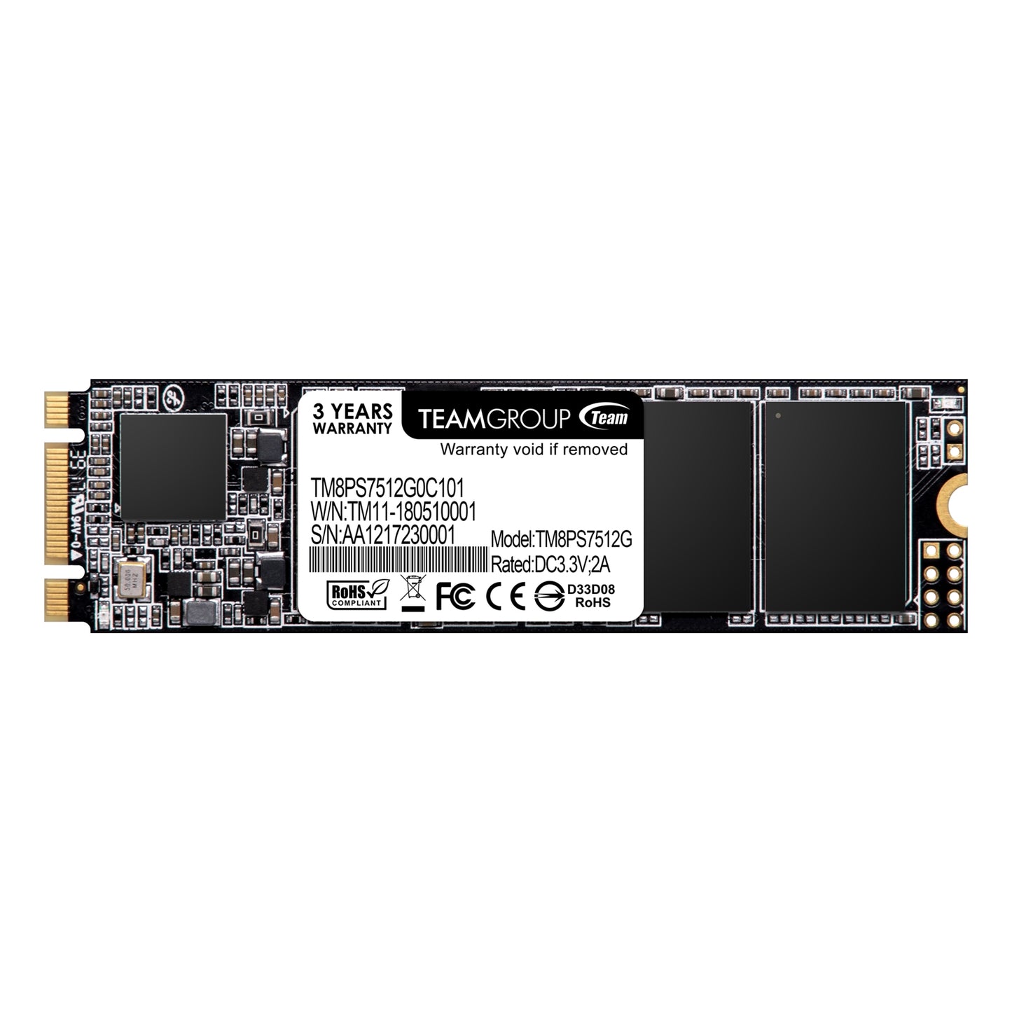 Team MS30 (TM8PS7512G0C101) 512GB, M.2 Sata Interface, PCIe Gen3, Read 550MB/s, Write 480MB/s, 3 Year Warranty - PC Gear UK