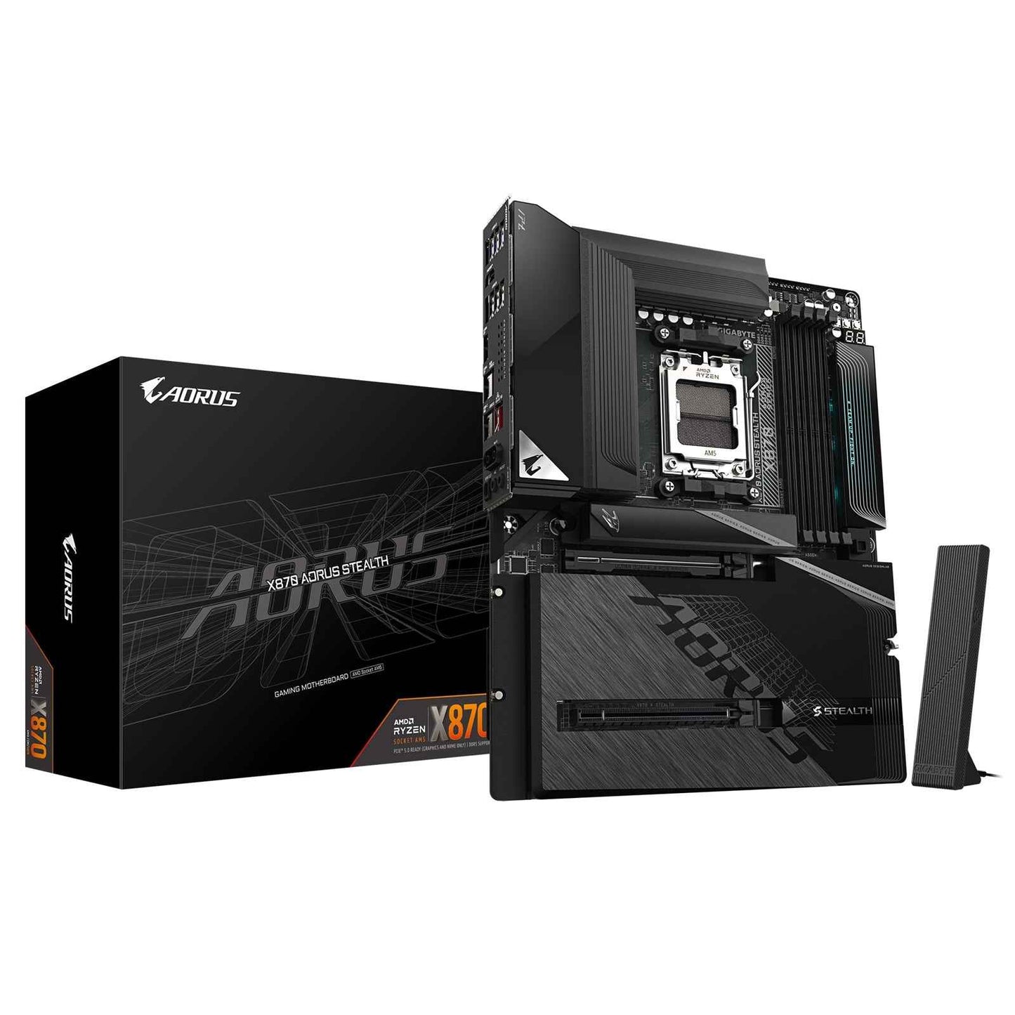 Gigabyte X870 AORUS STEALTH AMD AM5 Socket Motherboard, ATX, 4x DDR5 Slots, 4x M.2 Socket, 5GbE LAN, Wi-Fi 7, 1x HDMI Port / 2x USB-C (USB4)