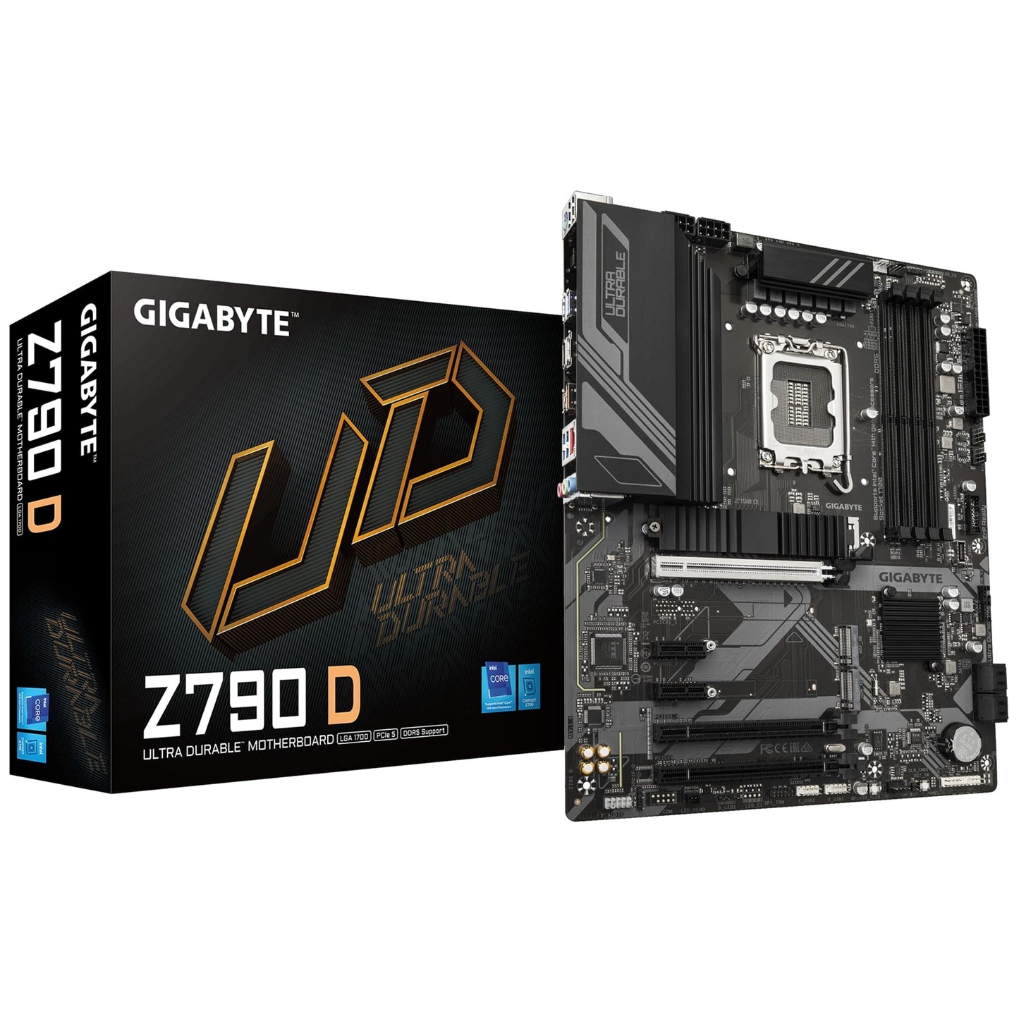 Gigabyte Z790 D Ultra Durable Intel 1700 Socket Motherboard, ATX, 4x DDR5 Slots, 3x M.2 Sockets, 2x USB-C Port, 2.5GbE LAN, 1x DisplayPort / 1x HDMI Port - PC Gear UK