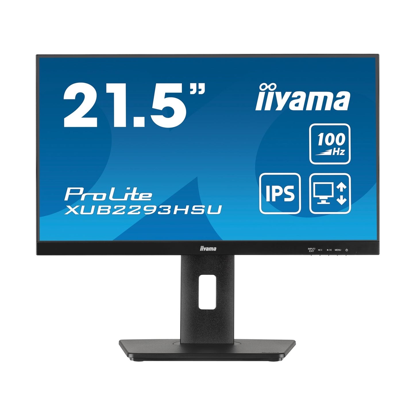 iiyama PROLITE XUB2293HSU-B7 22 inch IPS Monitor, Full HD, 1ms, USB Hub, HDMI, DisplayPort, Freesync, 100Hz, Speakers, Black, Internal PSU, VESA, Height Adjustable, Pivot - PC Gear UK