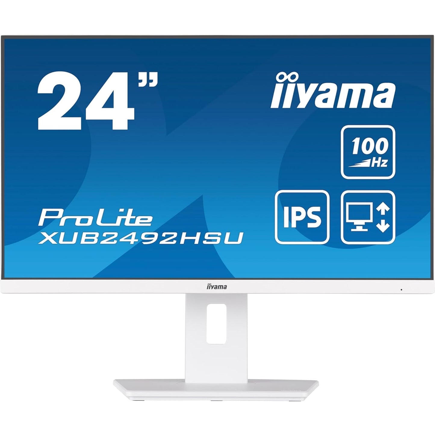 iiyama 24 Inch IPS Monitor XUB2492HSU-W6, Height Adjustable, Full HD, 100Hz, 0.4ms, FreeSync, HDMI, Display Port, USB Hub, White - PC Gear UK