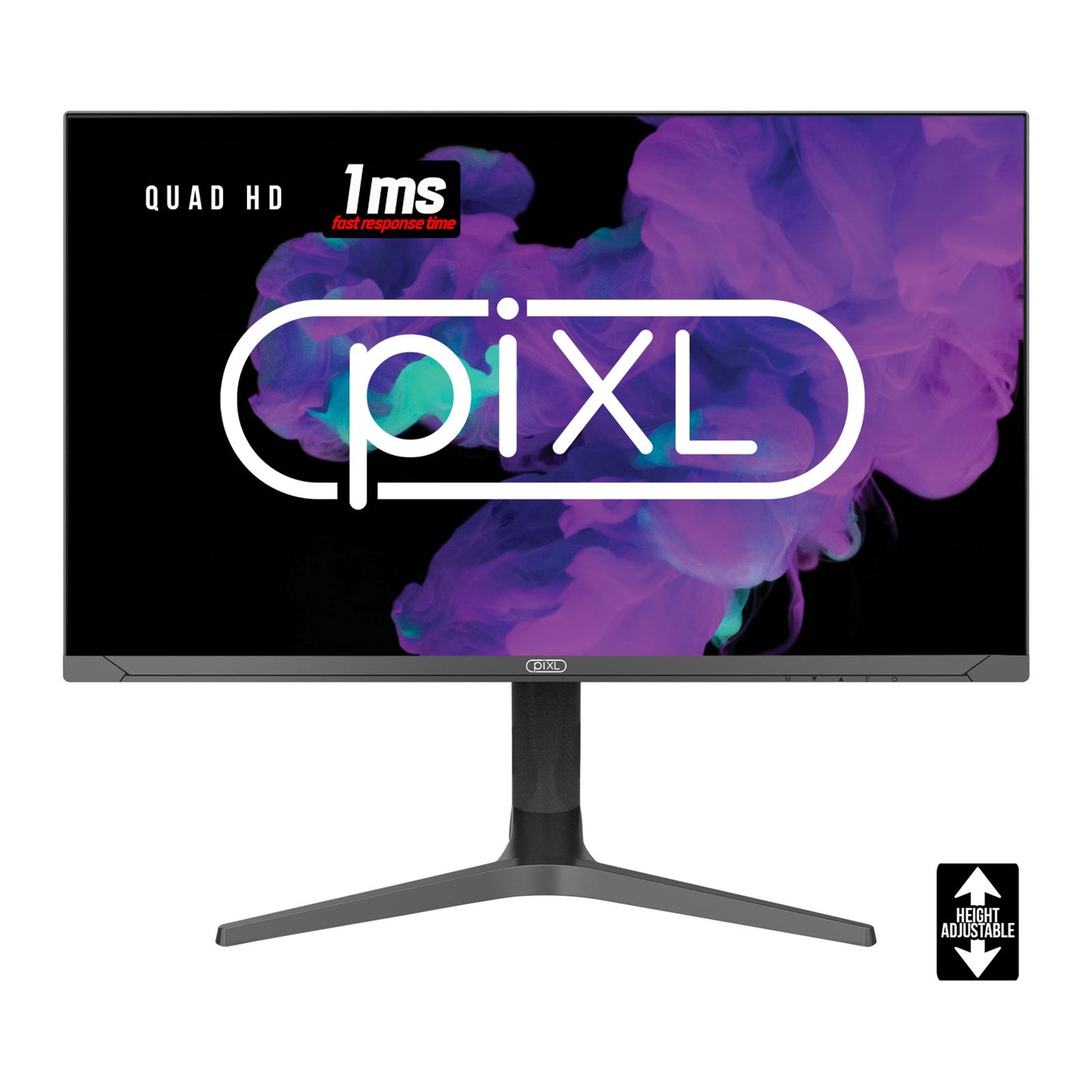 piXL CM27G7 27 Inch Frameless QHD IPS Monitor, 100Hz, 1ms, Freesync, G-Sync, HDMI, Display Port, USB, Black with RGB Lighting, VESA Mount, Height Adjustable, 3Year Warranty - PC Gear UK