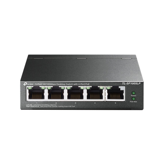 TP-Link TL-SF1005LP 5-Port 10/100Mbps Metal Desktop PoE Switch with 4-Port PoE (41W) - PC Gear UK