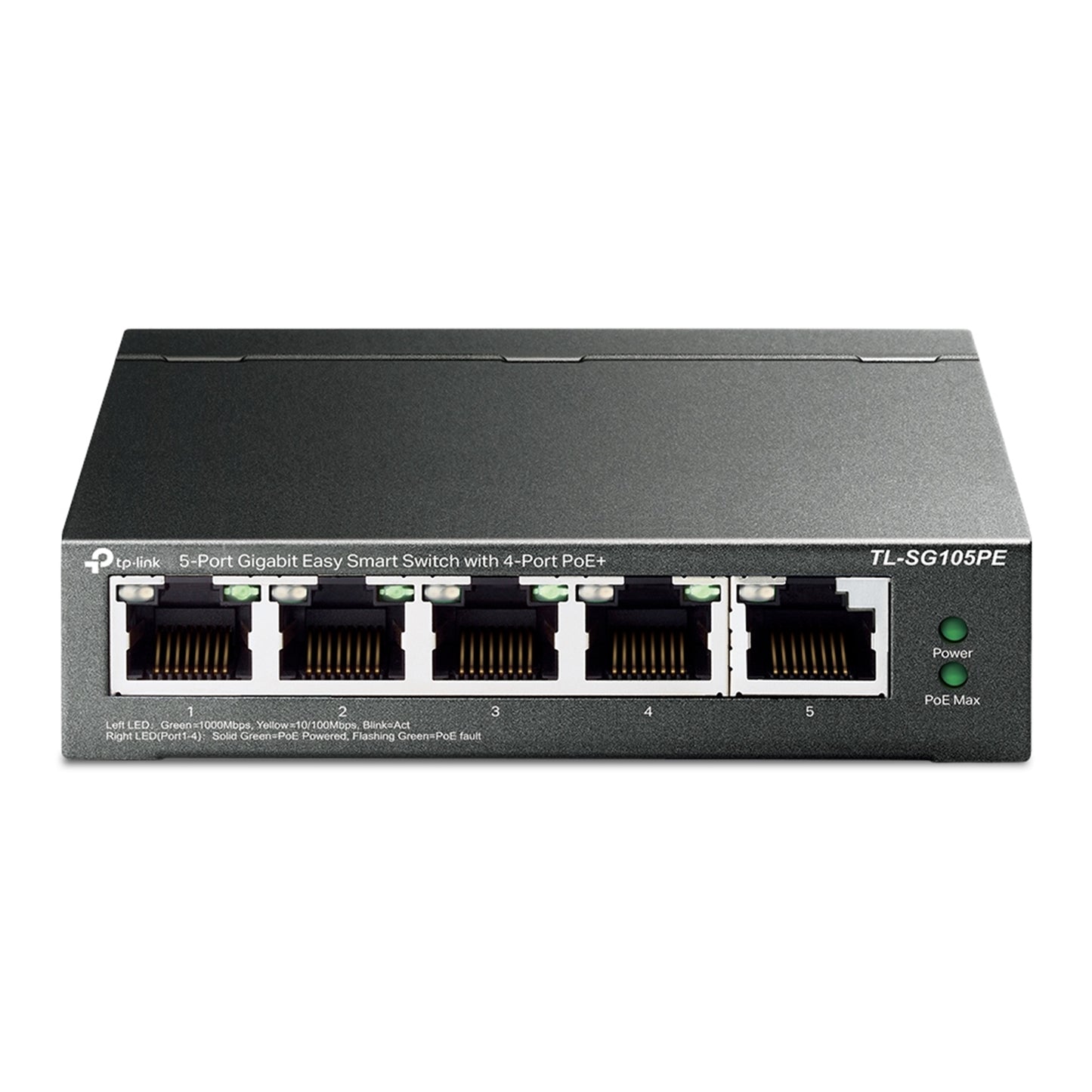 TP-Link TL-SG105PE 5-Port Metal Gigabit Easy Smart PoE Switch with 4-Port PoE+ (65W) - PC Gear UK
