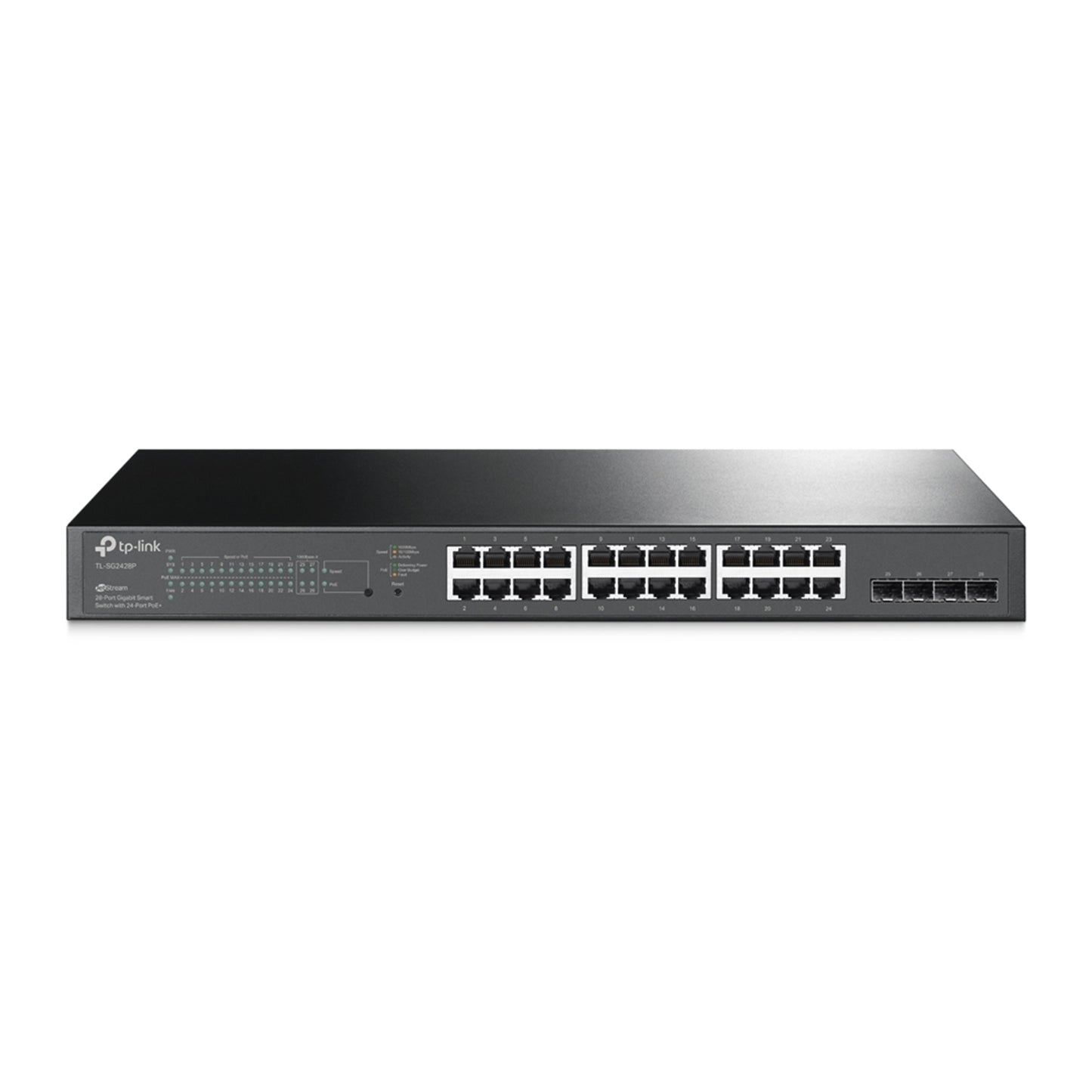 TP-Link JetStream TL-SG2428P 28-Port Metal Gigabit Smart PoE Switch with 24-Port PoE+ (250W) - PC Gear UK