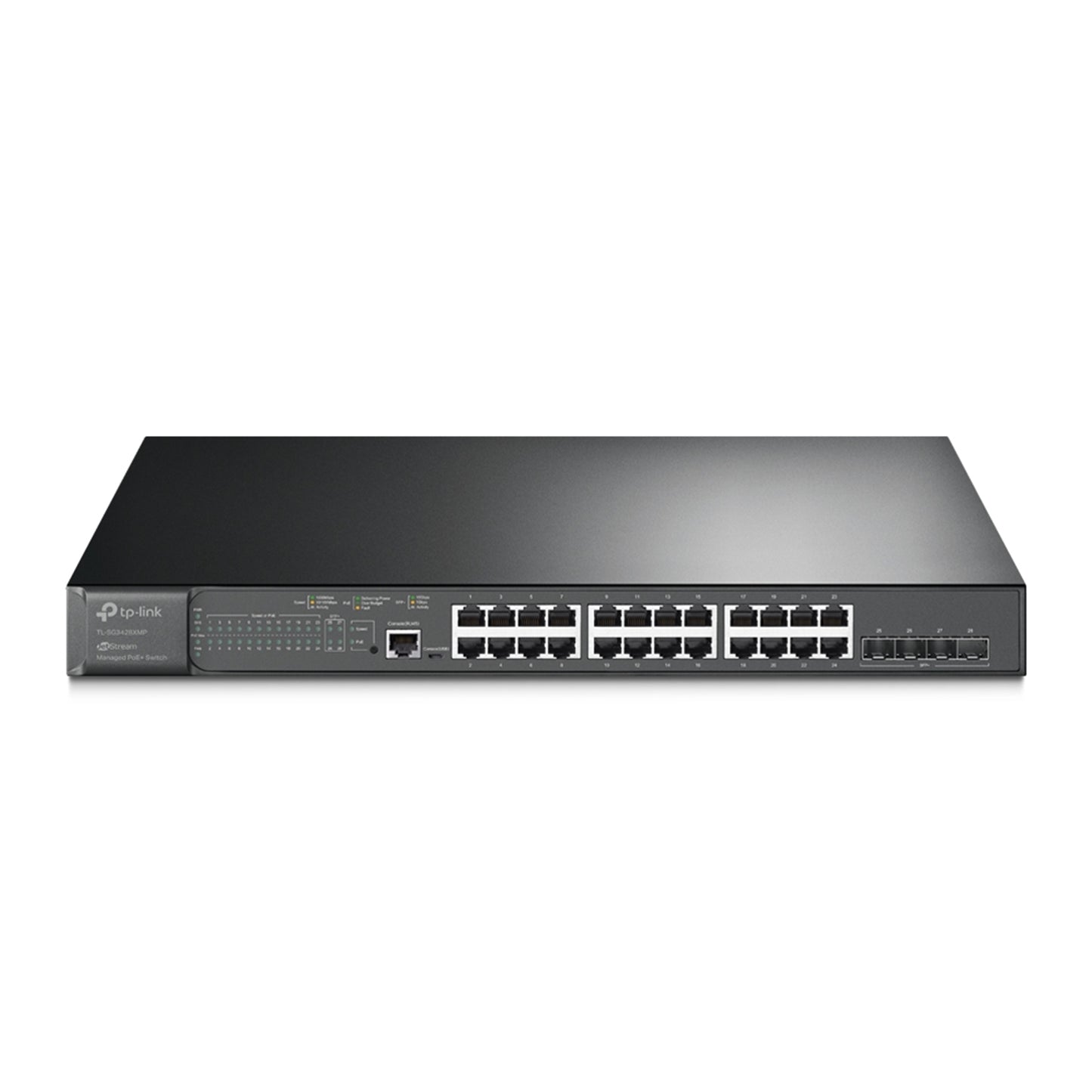 TP-Link JetStream TL-SG3428XMP 24-Port Metal Gigabit and 4-Port 10GE SFP+ L2+ Managed Switch with 24-Port PoE+ (384W) - PC Gear UK