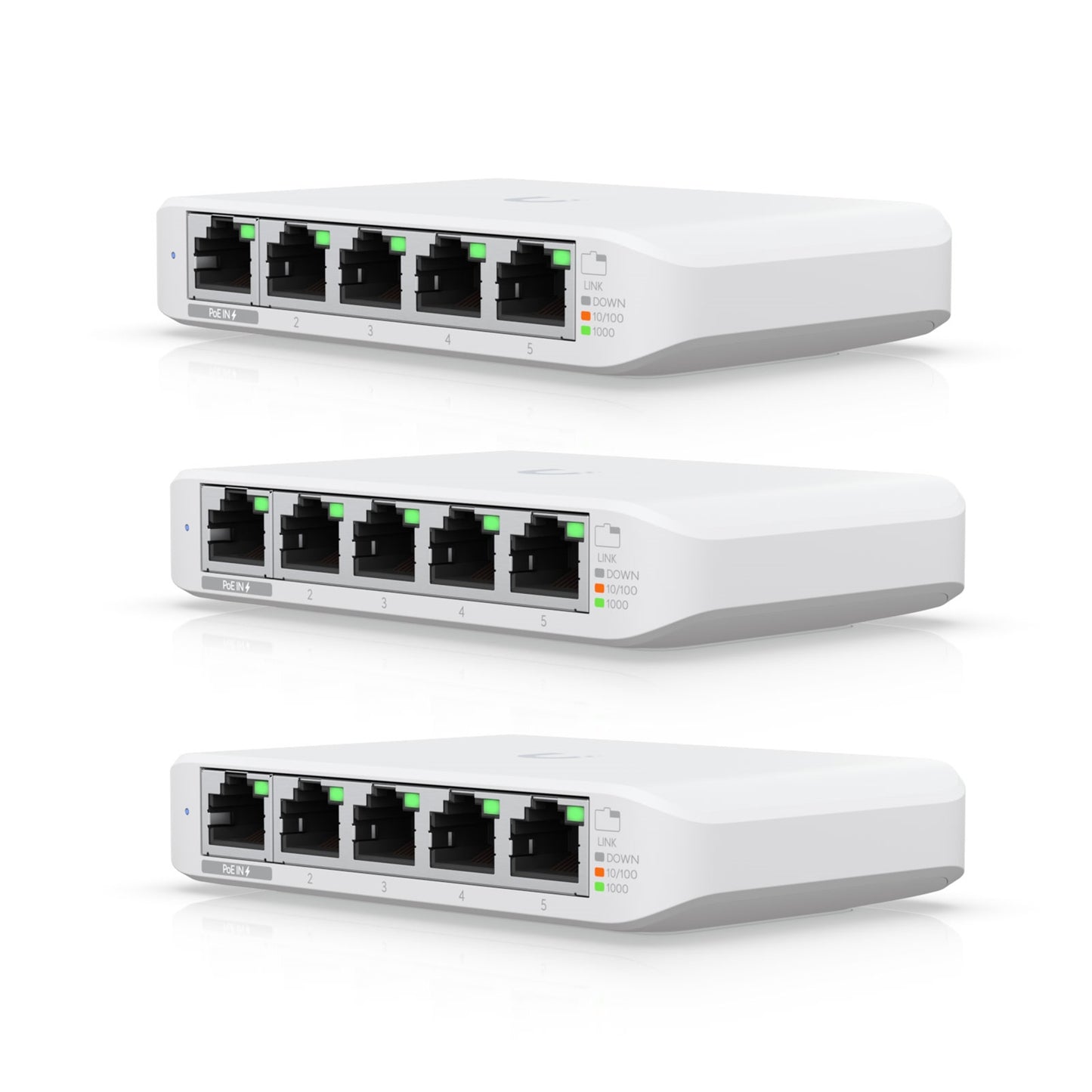 Ubiquiti USW-FLEX-MINI-3 UniFi USW Flex Mini 5 Port Smart Managed POE/USB C Powered Gigabit Network Switch (Triple Pack, No PSU) - PC Gear UK