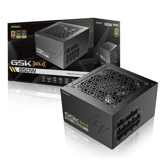 Antec GSK ATX3.1 850W Power Supply, 80 PLUS Gold, Full Modular, PCIe 5.1, JP Capacitors, Silent FDB Fan, CircuitShield Protection - PC Gear UK