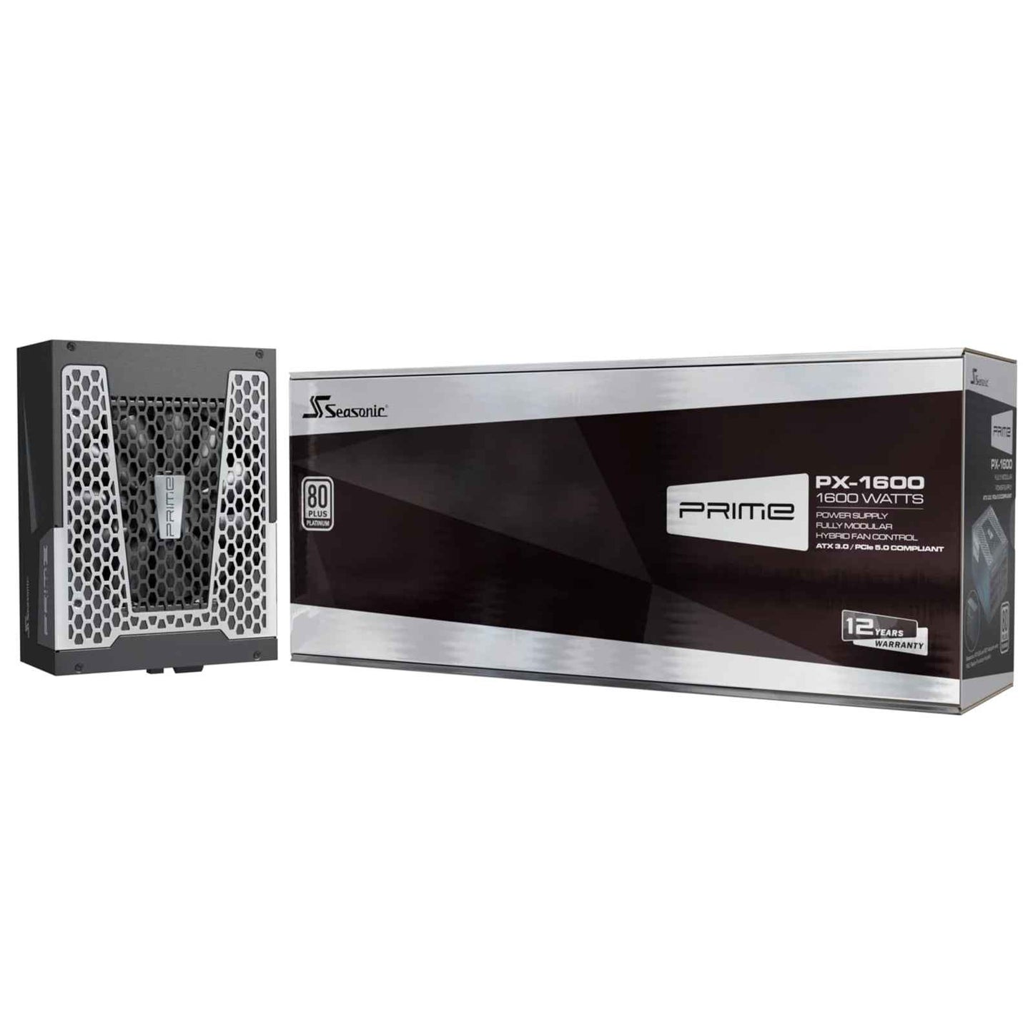 Seasonic PRIME PX ATX 3.1 (PRIME-PX-1600-ATX30 ) 1600W PSU, 135mm Fan, 80 PLUS Platinum, Fully Modular, Individual Black Cables with Braided Pattern, 12 Years Warranty