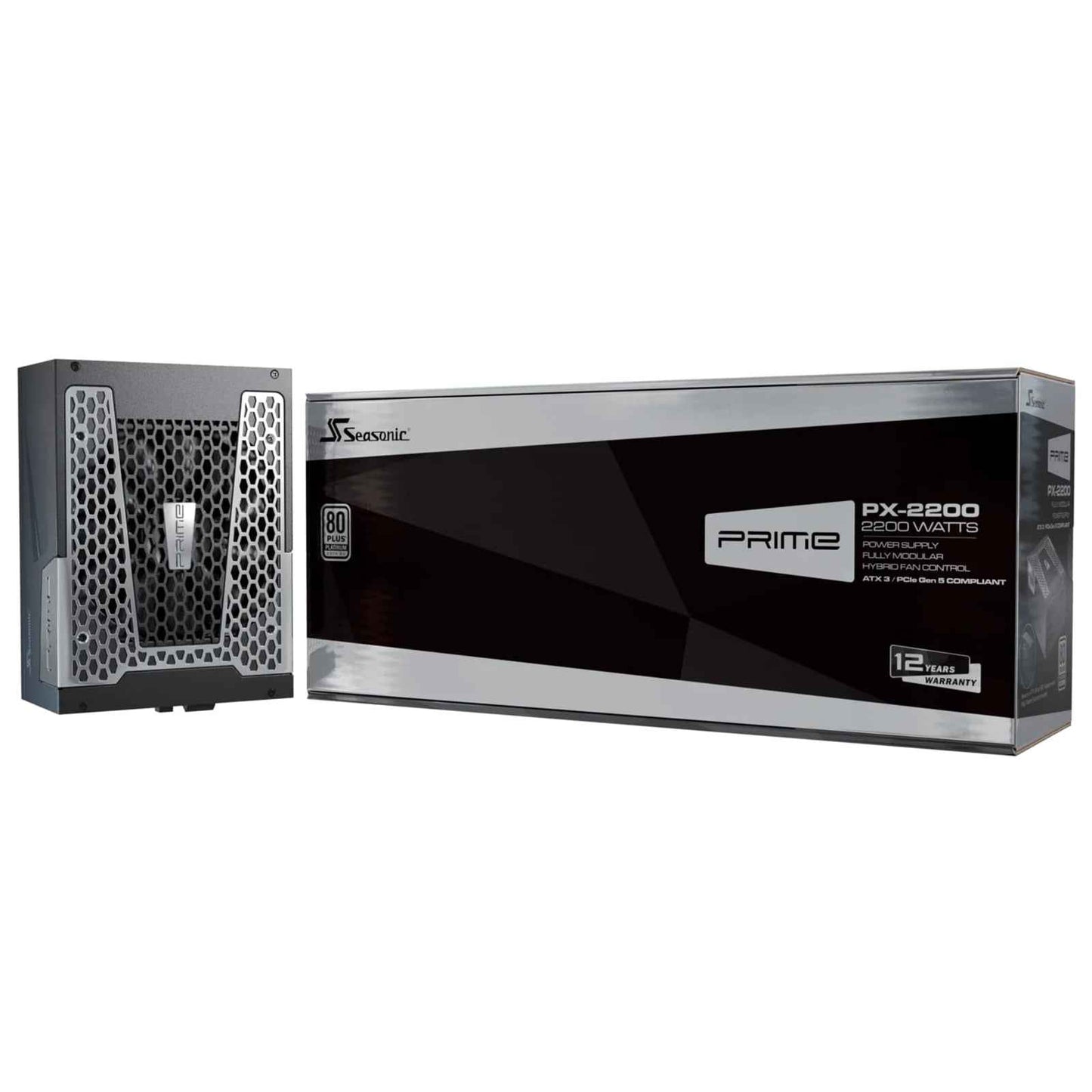 Seasonic PRIME PX ATX 3.1 (PRIME-PX-2200-ATX30 ) 2200W PSU, 135mm Fan, 80 PLUS Platinum, Fully Modular, Individual Black Cables with Braided Pattern, 12 Years Warranty