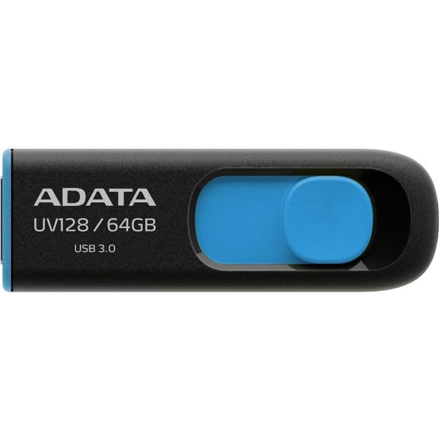 Adata UV128 64GB USB 3.2 Gen 1 Flash Drive, Capless Design, Black/Blue - PC Gear UK