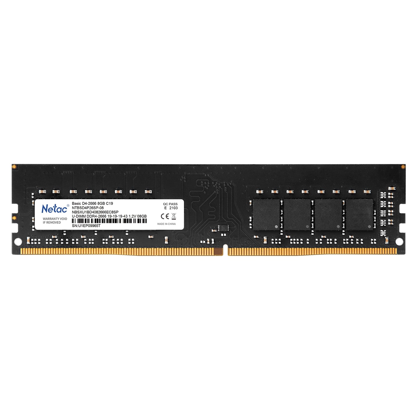 Netac 8GB No Heatsink (1 x 8GB) DDR4 2666MHz DIMM System Memory - PC Gear UK