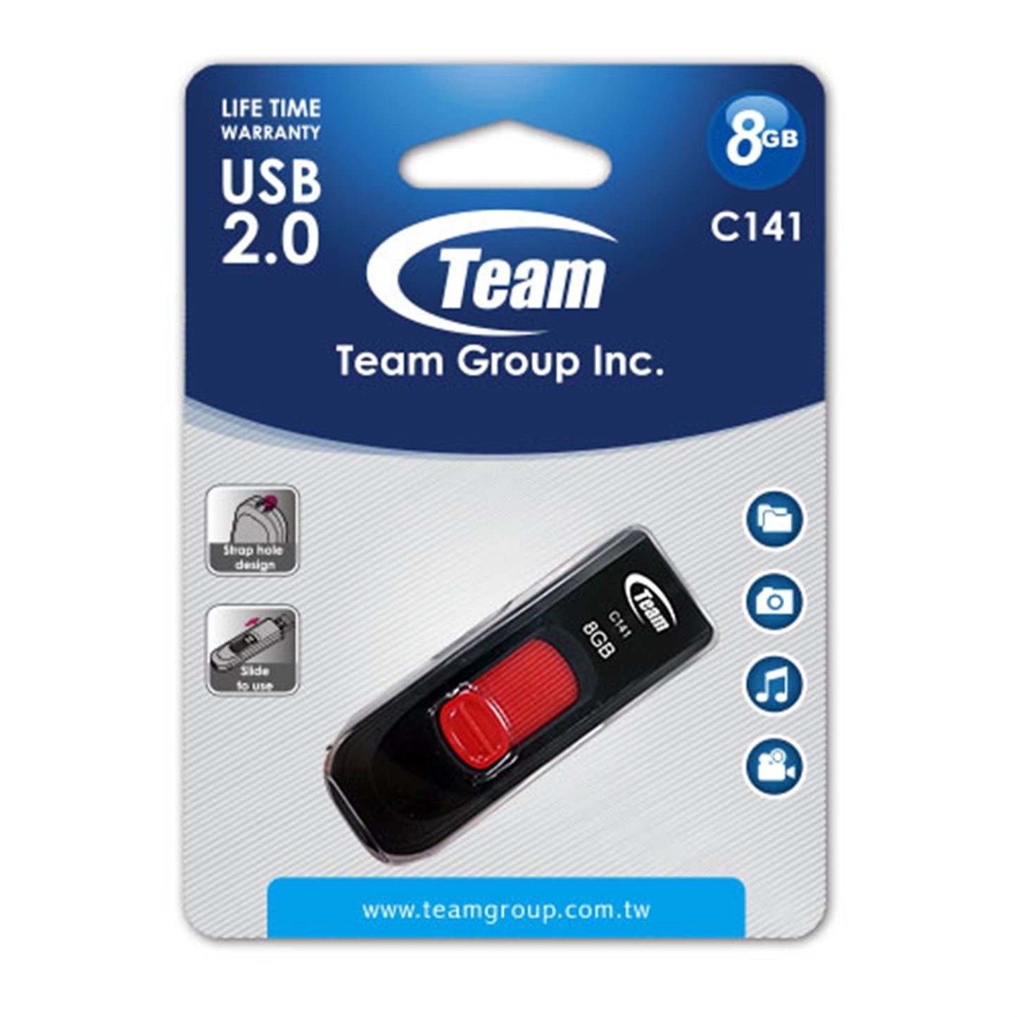 Team C141 8GB USB 2.0 Red USB Flash Drive - PC Gear UK