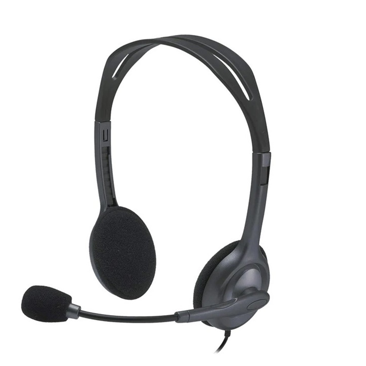 Logitech H111 Wired Headset, Stereo Sound, 3.5mm Audio Jack, Noise-Cancelling Microphone, Black - PC Gear UK