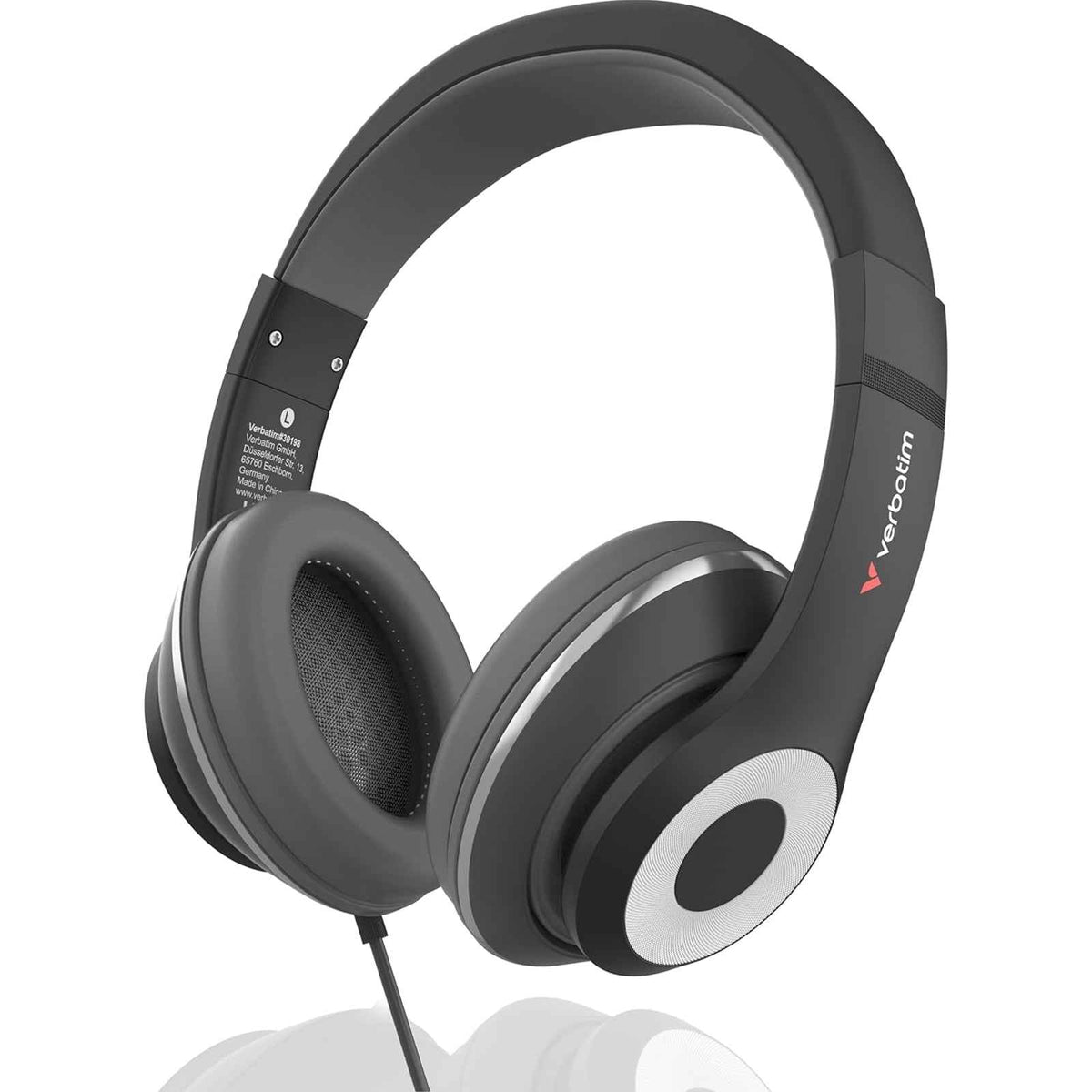 Verbatim TruSound USB-C Over-Ear Headset With In-Line Microphone, Black