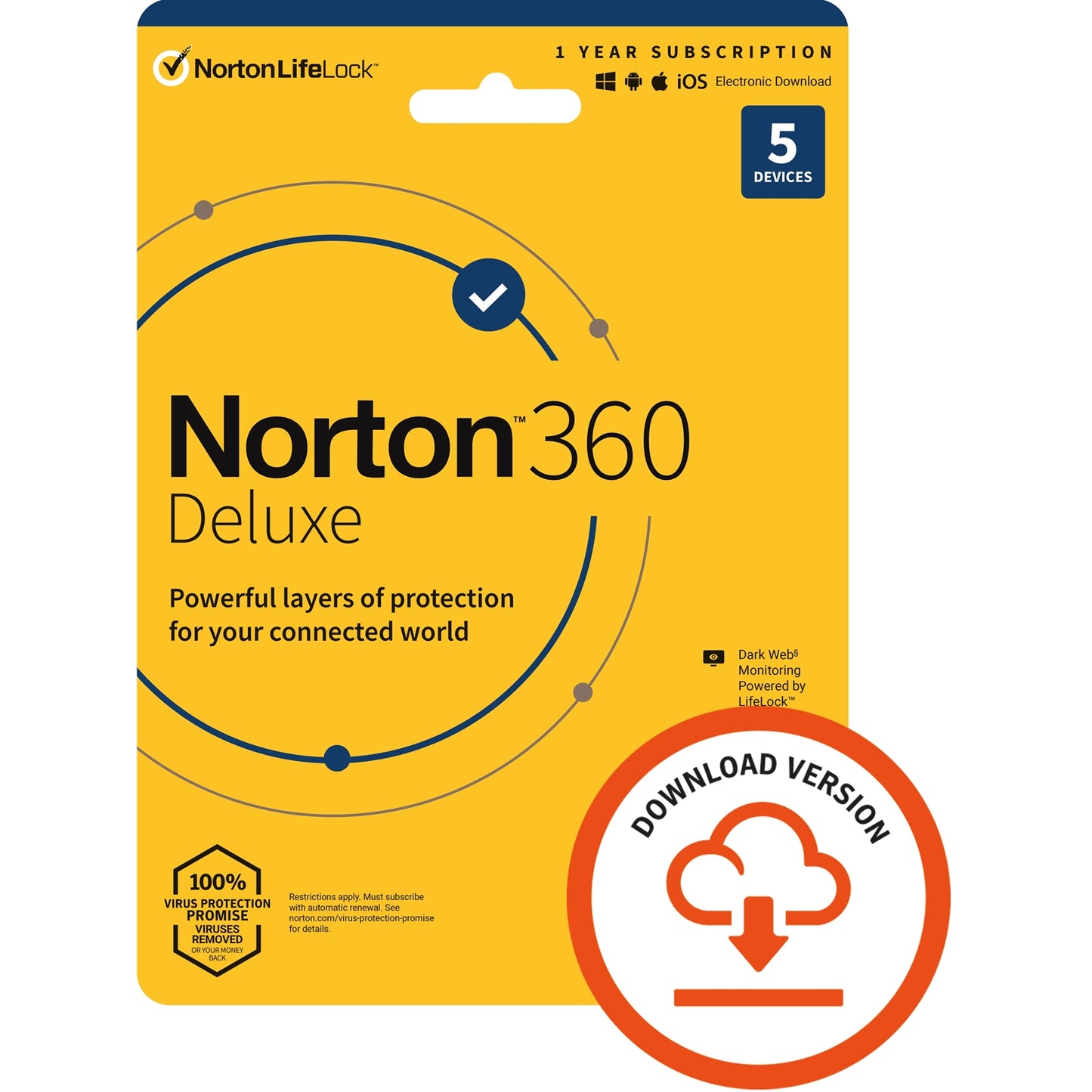 Norton 360 Deluxe 2022, Antivirus Software for 5 Devices, 1-year Subscription, Includes Secure VPN, Password Manager and 50GB of Cloud Storage, PC/Mac/iOS/Android, Activation Code by email - ESD - PC Gear UK