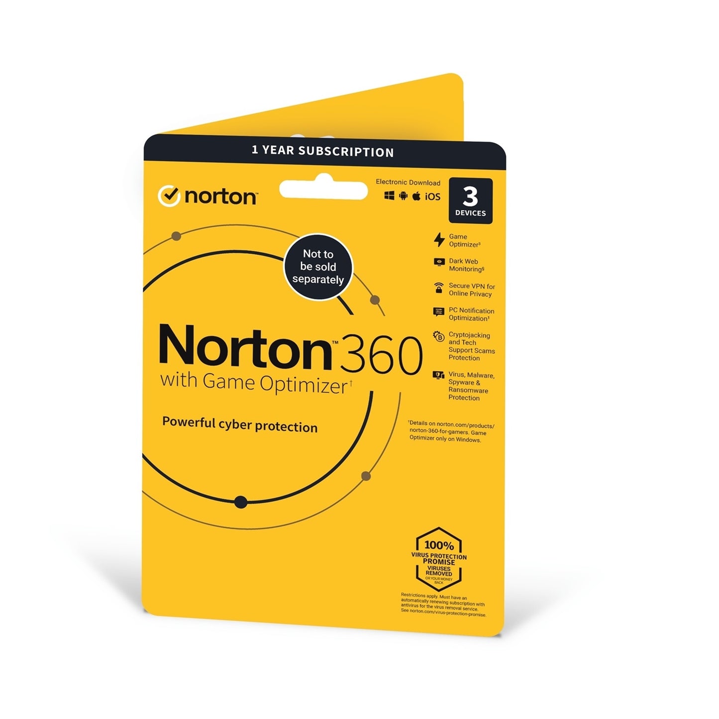 Norton 360 with Game Optimizer 2022, Antivirus for 3 Devices, 1-year subscription Includes VPN, Dark Web Monitoring, Password Manager, 50GB of Cloud Storage, PC/Mac/iOS/Android, Activation Code by email - ESD - PC Gear UK