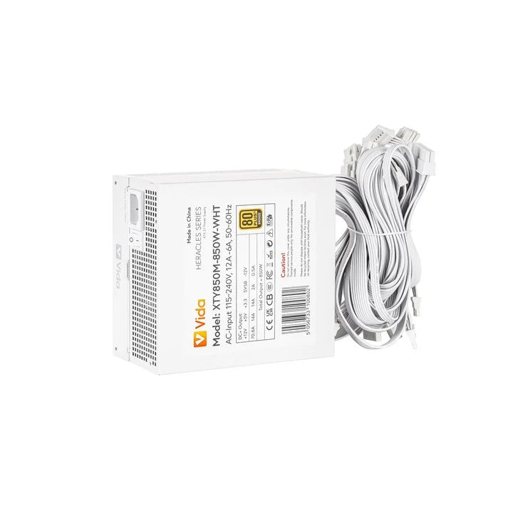 Vida Heracles XTY850M-850WWHT 850W 80+ Bronze, ATX 3.1, PCIe 5.1, Non-Modular PSU, White