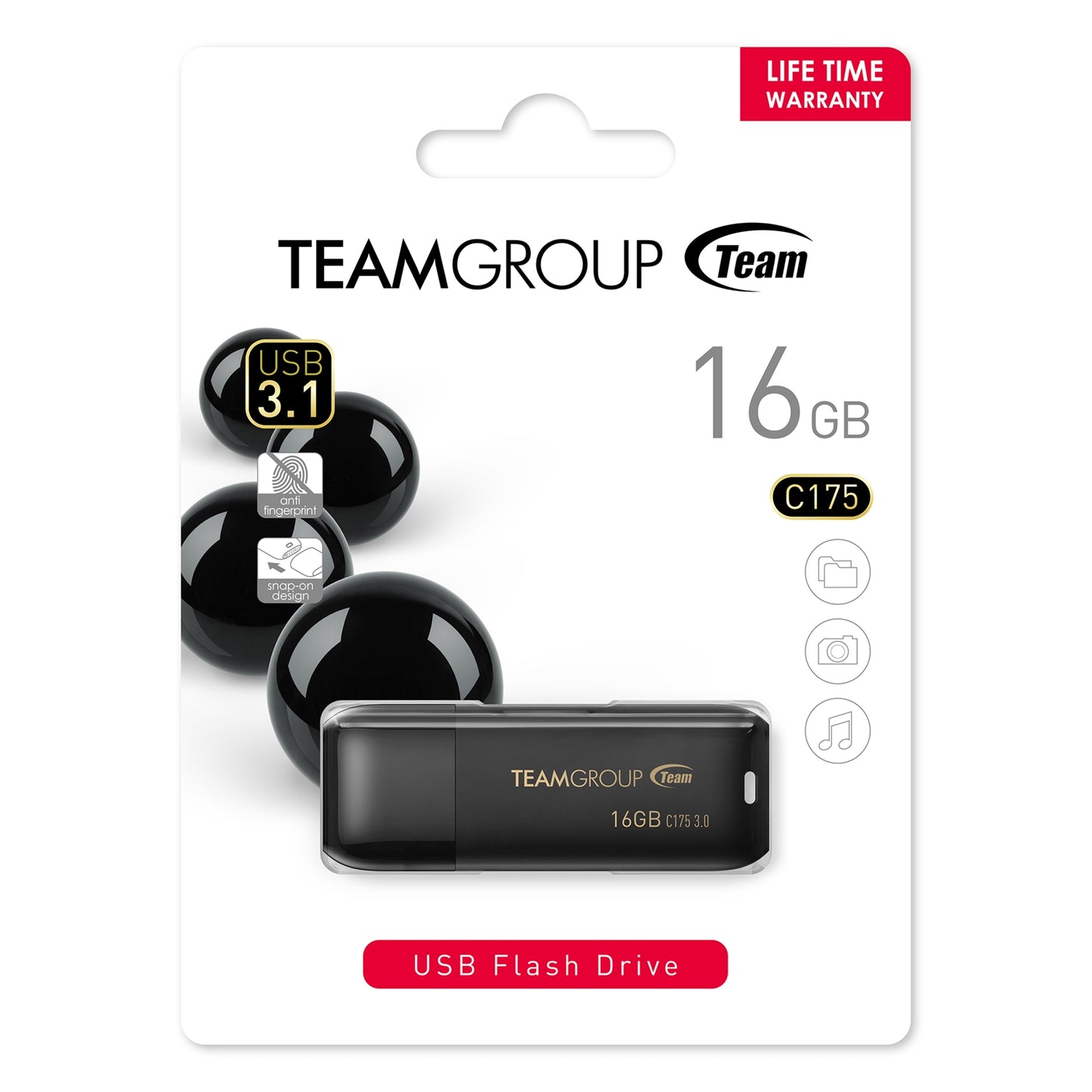 Team C175 16GB USB 3.1 Black USB Flash Drive - PC Gear UK