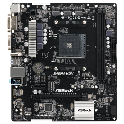 Asrock B450M-HDV R.40, AMD B450, AM4, Micro ATX, 2 DDR4, VGA, DVI, HDMI, M.2