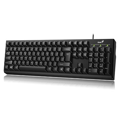 Genius KB-100 Wired Smart Keyboard, USB Plug and Play, Customizable Function Keys, Multimedia, Full Size UK Layout Design for Home or Office, Black - PC Gear UK