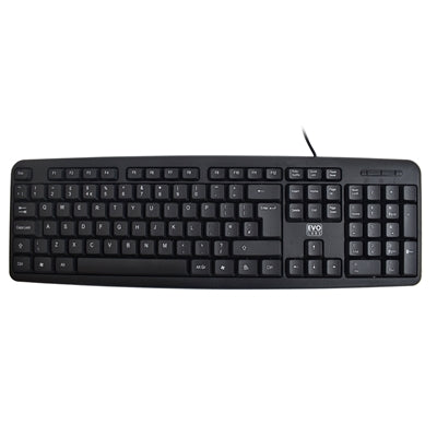 Evo Labs KD-101LUK Wired Keyboard, USB Plug and Play, Full Size, Qwerty UK Layout, Ideal for Home or Office, Black - PC Gear UK
