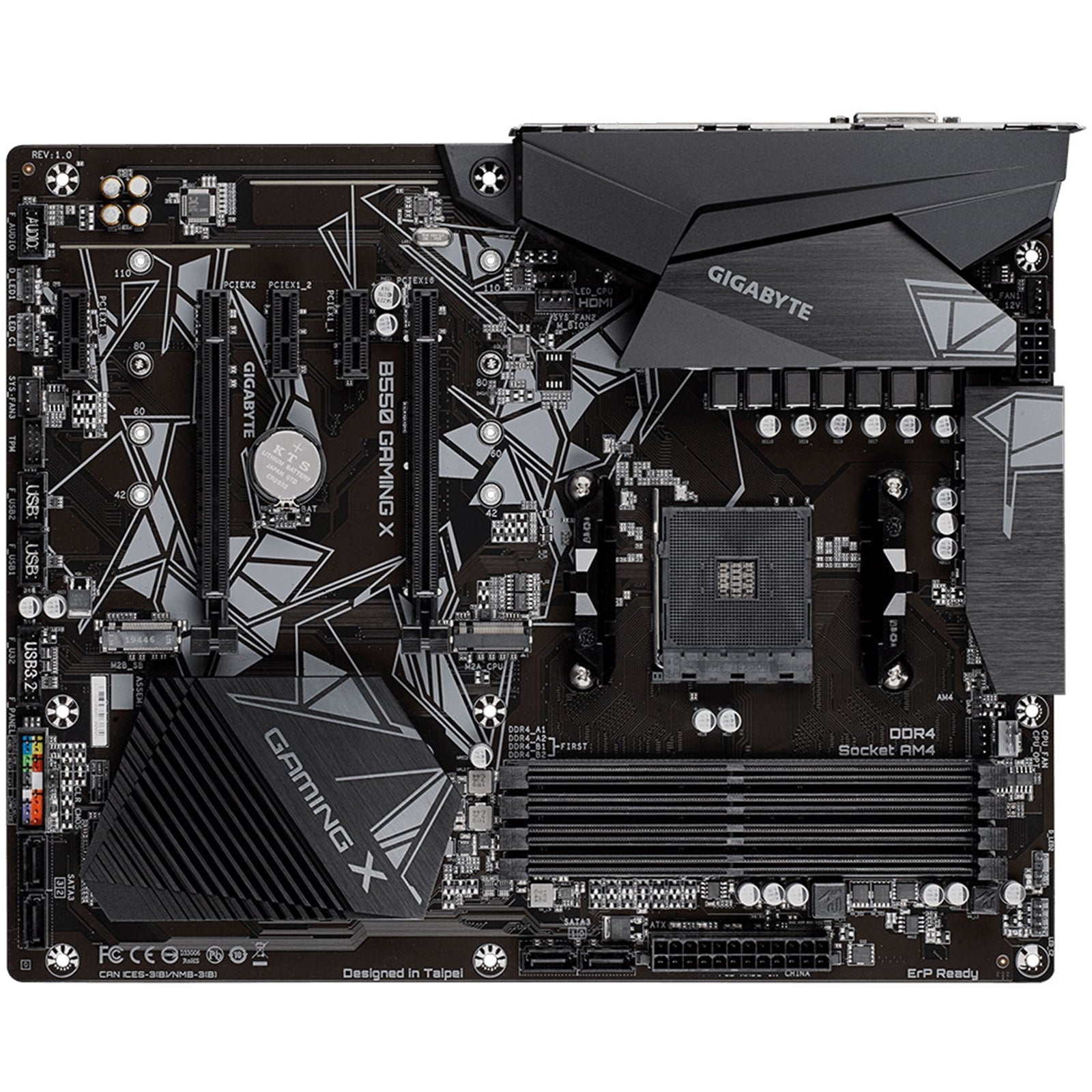 Gigabyte B550 GAMING X V2 AMD AM4 Socket Motherboard, ATX, 4x DDR4 Slots, 2x M.2 Sockets, 1x USB-C Port, Fitted I/O Shield, GbE LAN, 1x DVI-D / 1x HDMI Port - PC Gear UK