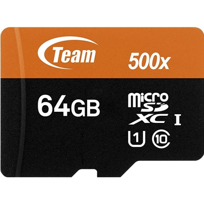 TEAM 64G MICROSDXC UHS-I U1 C10 CARD (TUSDX64GCL10U03)