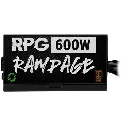 GAMEMAX RPG Rampage 600W PSU, 140mm Ultra Silent Fan, 80 PLUS Bronze, Non Modular, Flat Black Cables, Japanese TK Main Capacitor Fitted