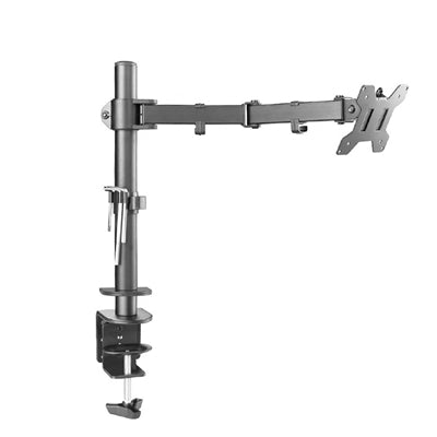 piXL Single Monitor Arm, For Screens Upto 32 inch, Desk Mounted, VESA dimensions of 75x75mm or 34 inch if 100x100mm Vesa, 180 Degrees Swivel, 15 Degrees Tilt, Weight Upto 10kg, Built in Cable Management, Black - PC Gear UK